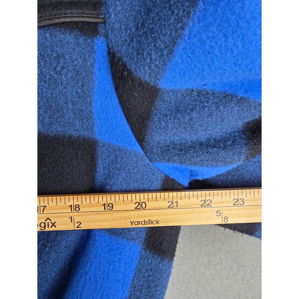 Miller Western Wear Fleece Jacket Womens Medium Blue Buffalo Plaid Vintage USA - Picture 5 of 12